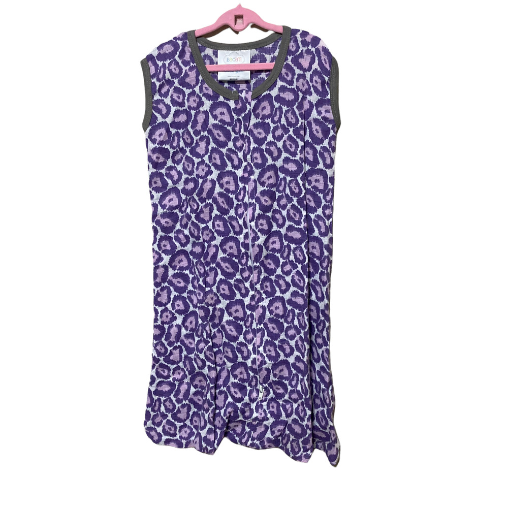 Bacati 100% Cotton Zip Up Wearable Blanket Purple Leopard Print Size Medium